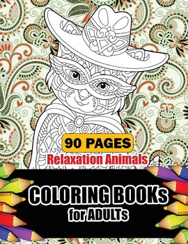 Preview of Adult Coloring Book for Stress Relieving Animal Designs - Printable PDF Download