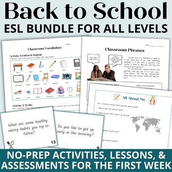 Preview of Adult ESL Back to School Bundle First Day of School Super Bundle for All Levels