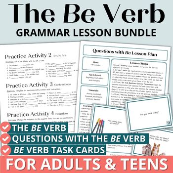 Preview of Adult ESL Be Verb Grammar Worksheets, Lessons & Activities Bundle for Beginners