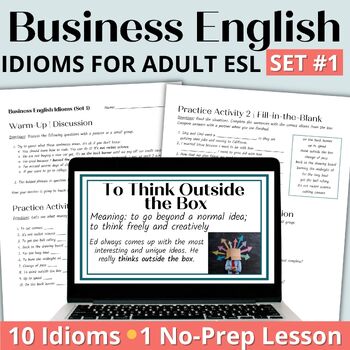 Preview of Business English Idioms Worksheets - Figurative Language Worksheets Adult ESL #1