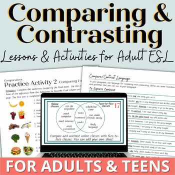 Preview of Adult ESL Comparing & Contrasting English Grammar & Writing Lessons Bundle