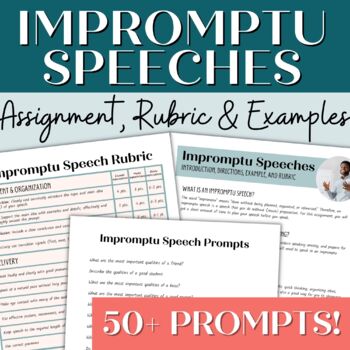 Preview of Adult ESL Impromptu Speech Assignment, Checklist, Rubric, Examples & Prompts