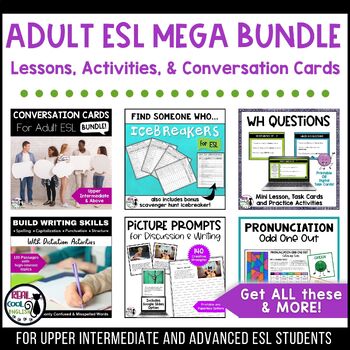 Preview of Adult ESL Lesson Plans & Activities MEGA BUNDLE- Intermediate & Advanced English