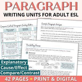 Preview of Adult ESL Paragraph Writing Units Bundle with Activities, Worksheets, Rubrics