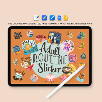 Preview of Adult Routine Sticker Pack, 500+ png Funny Office Worker Digital Planner Sticker