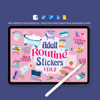 Preview of Adult Routine Sticker Ver. 2, 300+ png Funny Office Worker Digital Planner Stick