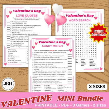 Preview of Adult Valentine MINI Bundle - Love Quotes, Candy Match, Word Search