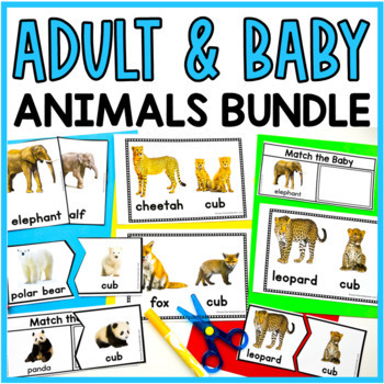 Adult and Baby Animals Bundle - puzzles, flashcards, posters | TPT