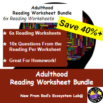 Preview of Adulthood Lesson Reading Worksheet Bundle **Editable**