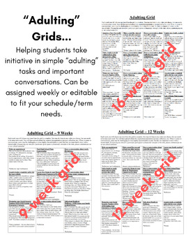 Preview of Adulting Grid - 9 Weeks Editable