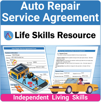 Preview of Independent Living Skills Activity to Complete an Auto Repair Service Agreement