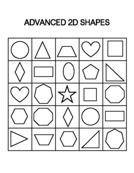 Preview of Advanced 2D Shapes Bingo Black and White