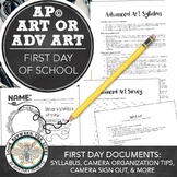 Advanced Art First Day of School Handouts: Syllabus, Timel