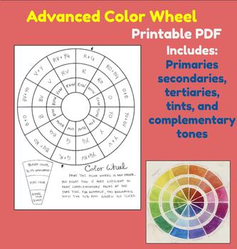 Preview of Paintable Color Wheel: Advanced: Art 1: High School: Middle School: Printable: