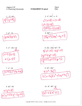 factoring trinomials worksheet algebra 2 advanced