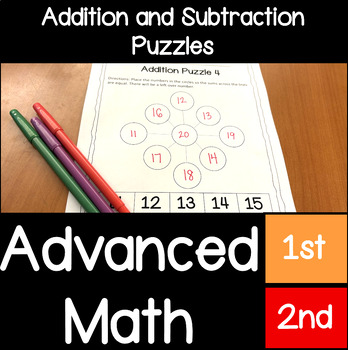 Preview of Advanced Math : Addition and Subtraction Puzzles for Gifted 1st and 2nd
