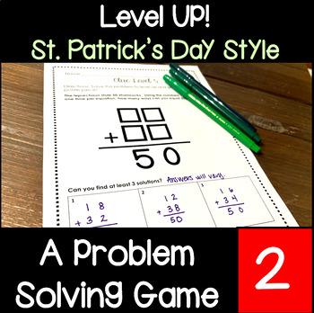 Preview of Advanced Math: Level Up ! A St. Patrick's Day Problem Solving Game Gifted 2nd
