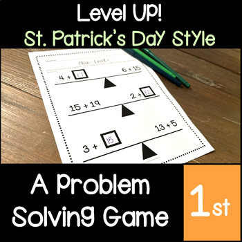 Preview of Advanced Math : Level Up ! St. Patrick's Day Problem Solving Game Gifted 1st