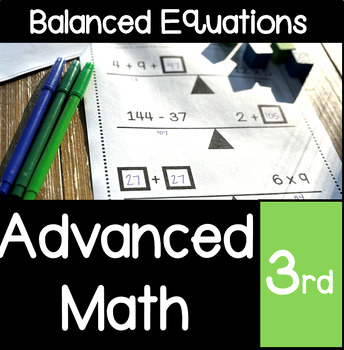 Preview of Advanced Math : Multiplication and Division Pan Balance Gifted 3rd Graders