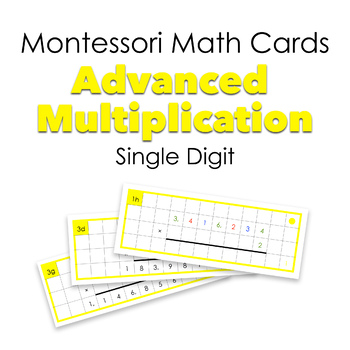 Preview of Distance Learning eLearning Advanced Multiplication Math Cards — Single Digit
