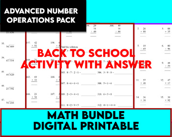 Preview of Advanced Number Operations | Back to school Activity with answer