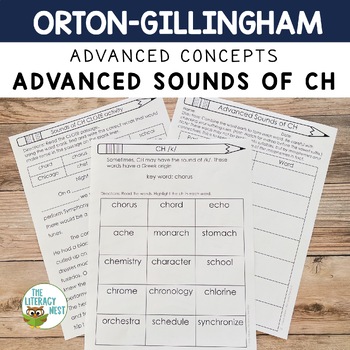Preview of Advanced Orton-Gillingham Activities Sounds of CH /k/ and /sh/