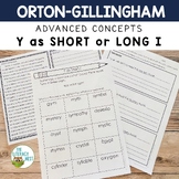 Advanced Orton-Gillingham Activities Y Sounds (short I and