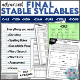 Advanced Phonics Final Stable Syllable c+le -tion-sion -ci