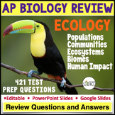 Ecology Test Prep Review Questions for Advanced Placement 