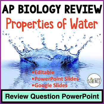 Preview of Properties of Water Review AP Advanced Placement Biology