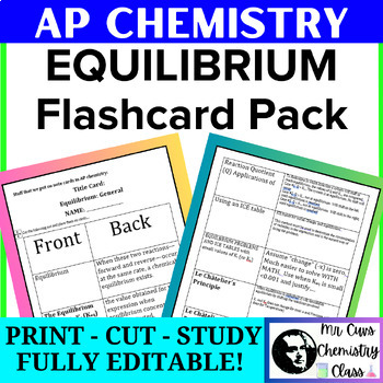 Preview of Advanced Placement AP Chemistry Exam Equilibrium Review Flashcards Pack