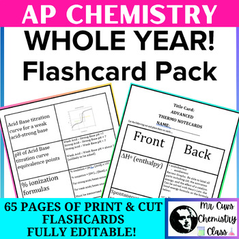 Preview of Advanced Placement AP Chemistry Exam Review Flashcards Pack - Entire YEAR!
