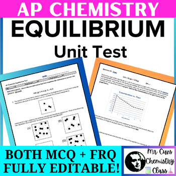 Preview of Advanced Placement AP Chemistry General Equilibrium Unit Exam Test