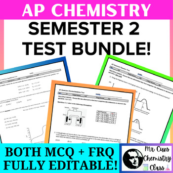 Preview of Advanced Placement AP Chemistry Semester 2 Exam Test BUNDLE [6 full unit tests]