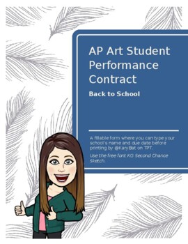 Preview of Advanced Placement Art Performance Contract, 2D Design, 3D Design or Drawing