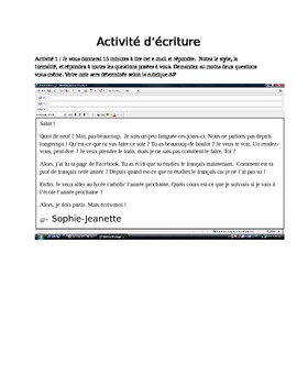 Preview of Advanced Placement French or Upper-Level French E-mail writing prompts