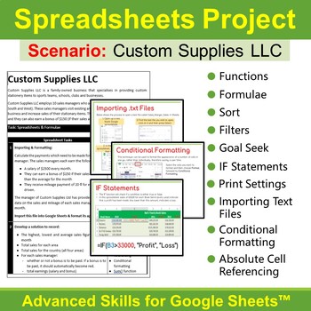 Preview of Advanced Spreadsheet Skills Project for Google Sheets - Computer Applications