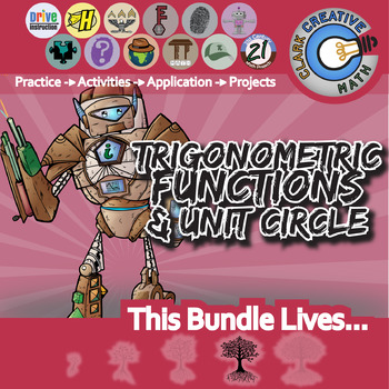 Preview of Trigonometric Functions & Unit Circle Unit Bundle - Distance Learning Compatible