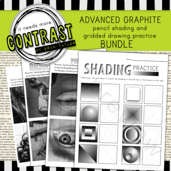 Preview of Advanced Value Graphite Pencil Large Worksheet BUNDLE with Grid Drawing