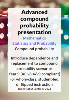 Preview of Advanced compound probability presentation (editable) - AC Year 9 Maths