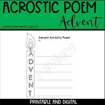 Preview of Advent Acrostic Poem for All Ages        Printable and Digital