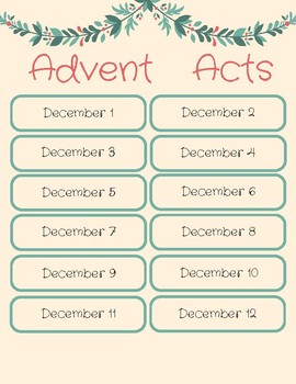 Preview of Advent Acts of Kindness