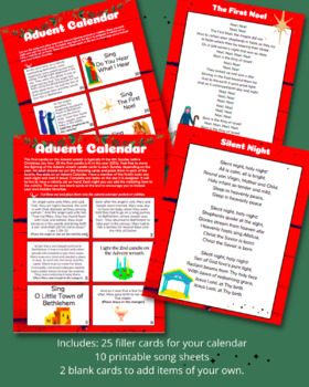 Preview of Advent Calendar- Printable Cards and Songs Retelling the Birth of Jesus