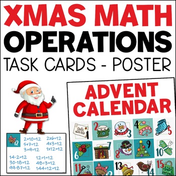 Preview of Advent Calendar Christmas Math -  Number & Four Operations Xmas Daily Routine