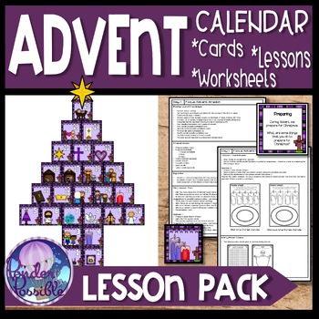 Preview of Advent Calendar Unit - Lessons, Calendar Cards and Worksheets