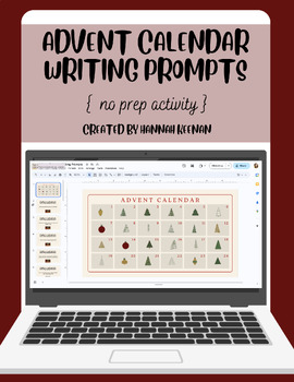 Preview of Advent Calendar Writing Prompts - EDITABLE