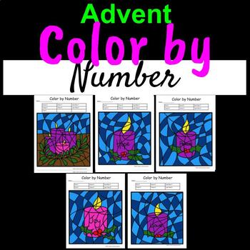 Preview of Advent Color by Number Coloring Activity Worksheets