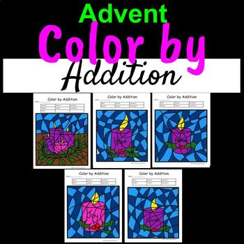 Preview of Advent Color by Number Coloring-Addition Fact Activity