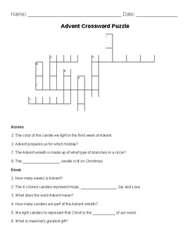 Preview of Advent Crossword Puzzle, Review and Assessment Bundle