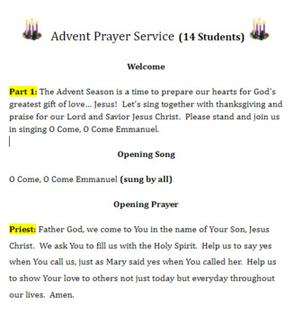 Preview of Advent Prayer Service for Kids